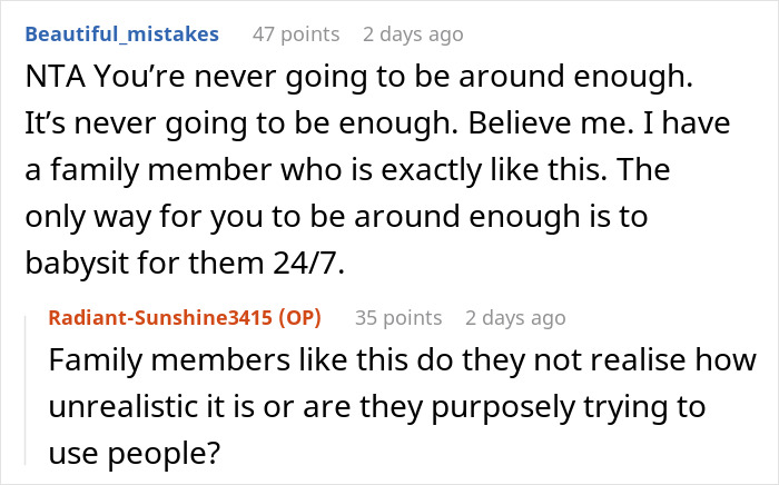 Reddit comment supporting the woman's decision to not put her life on hold for her stepsister's kid.