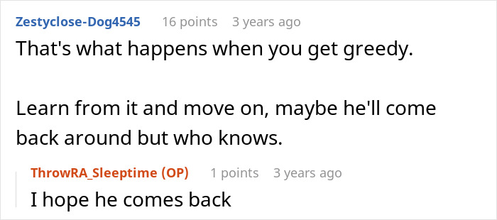 A social media exchange advising a user to move on after regret over an open relationship A social media exchange advising a user to move on after regret over an open relationship