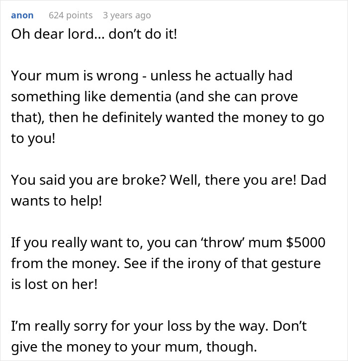 Mom Demands Kids Give Her Their Share Of The Inheritance, Doesn't Like Daughter's Response