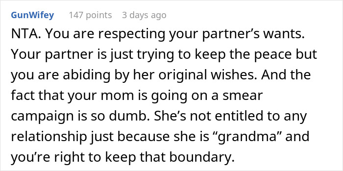 Comment on respecting partner’s wishes and setting boundaries with mom Comment on respecting partner’s wishes and setting boundaries with mom