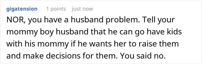 Reddit comment criticizing a husband in a family dispute involving a MIL who was asked to babysit. Reddit comment criticizing a husband in a family dispute involving a MIL who was asked to babysit.