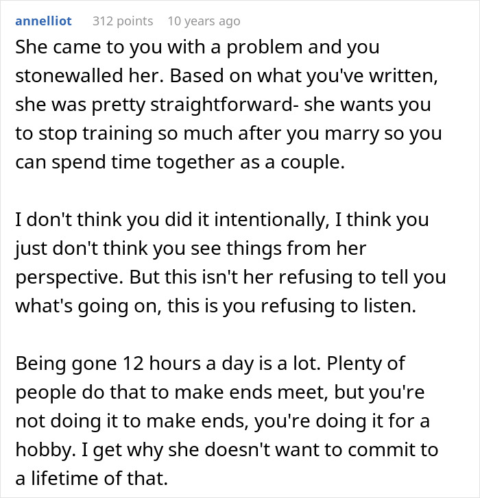 Commentary on partner wanting less martial arts training after marriage for quality time Commentary on partner wanting less martial arts training after marriage for quality time
