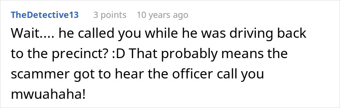 An online comment laughing about how the credit card thief got caught, making police work ridiculously easy.