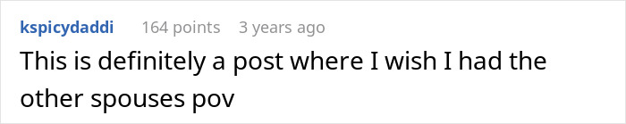 Comment expressing desire to see the wife's point of view in a marriage conflict