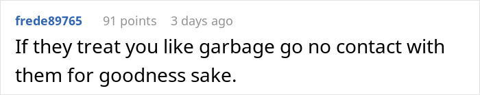 Advice to go no contact if treated like garbage by family