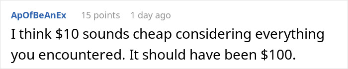 A comment suggesting that $10 is cheap compensation for a wheelchair-bound teen accused of stealing. A comment suggesting that $10 is cheap compensation for a wheelchair-bound teen accused of stealing.
