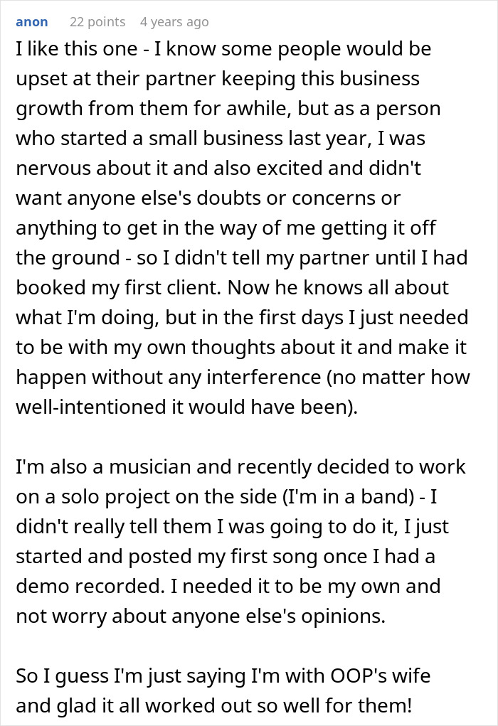 A comment supporting a wife hiding money for months, highlighting her real reason for secrecy in business and music. A comment supporting a wife hiding money for months, highlighting her real reason for secrecy in business and music.