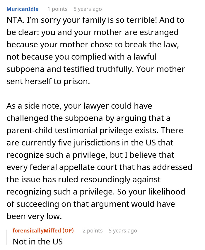A Reddit comment analyzes the legal aspects of a prison break, focusing on the mother's responsibility and legal privilege. A Reddit comment analyzes the legal aspects of a prison break, focusing on the mother's responsibility and legal privilege.