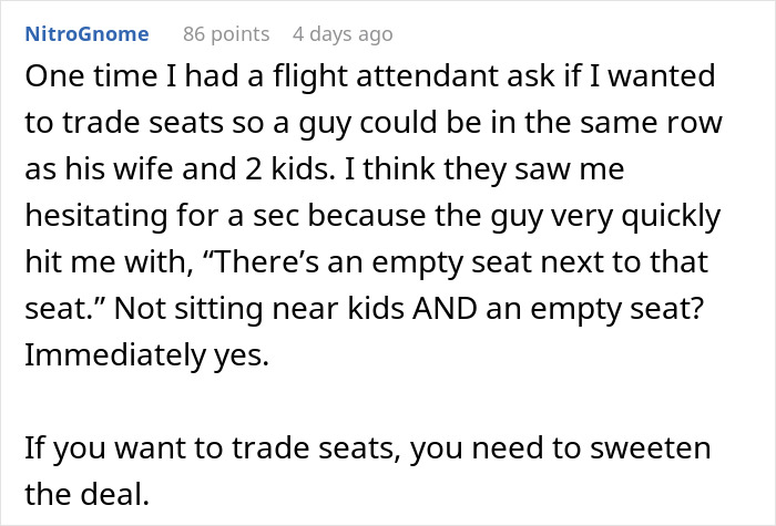 Woman pays extra for airplane window seat, spends flight in an aisle seat because of a kid. Woman pays extra for airplane window seat, spends flight in an aisle seat because of a kid.