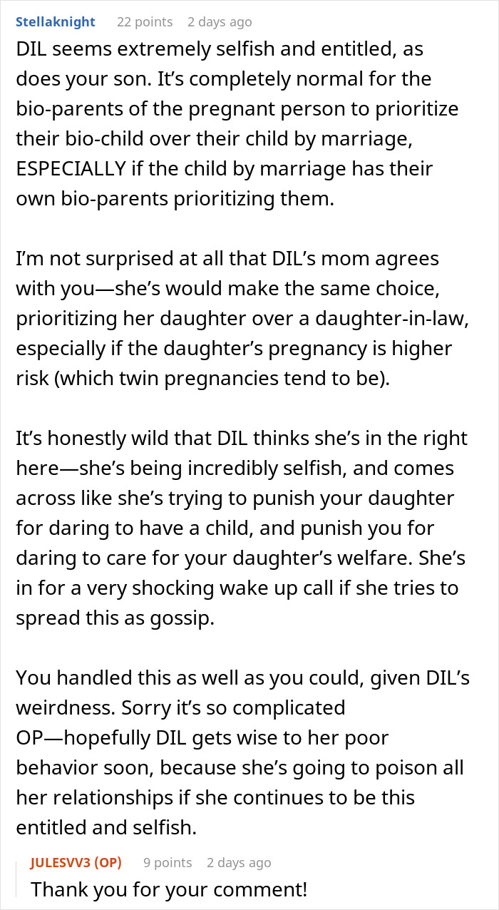 A comment about MIL, daughter-in-law, and twin newborns family dynamics. A comment about MIL, daughter-in-law, and twin newborns family dynamics.