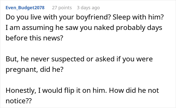 Comment questioning boyfriend's behavior after pregnancy test news Comment questioning boyfriend's behavior after pregnancy test news