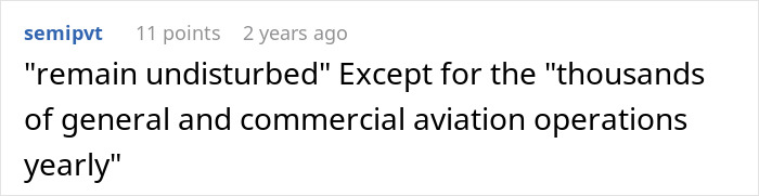 A comment highlighting irony about graves supposedly remaining undisturbed at an airport built around two graves. A comment highlighting irony about graves supposedly remaining undisturbed at an airport built around two graves.