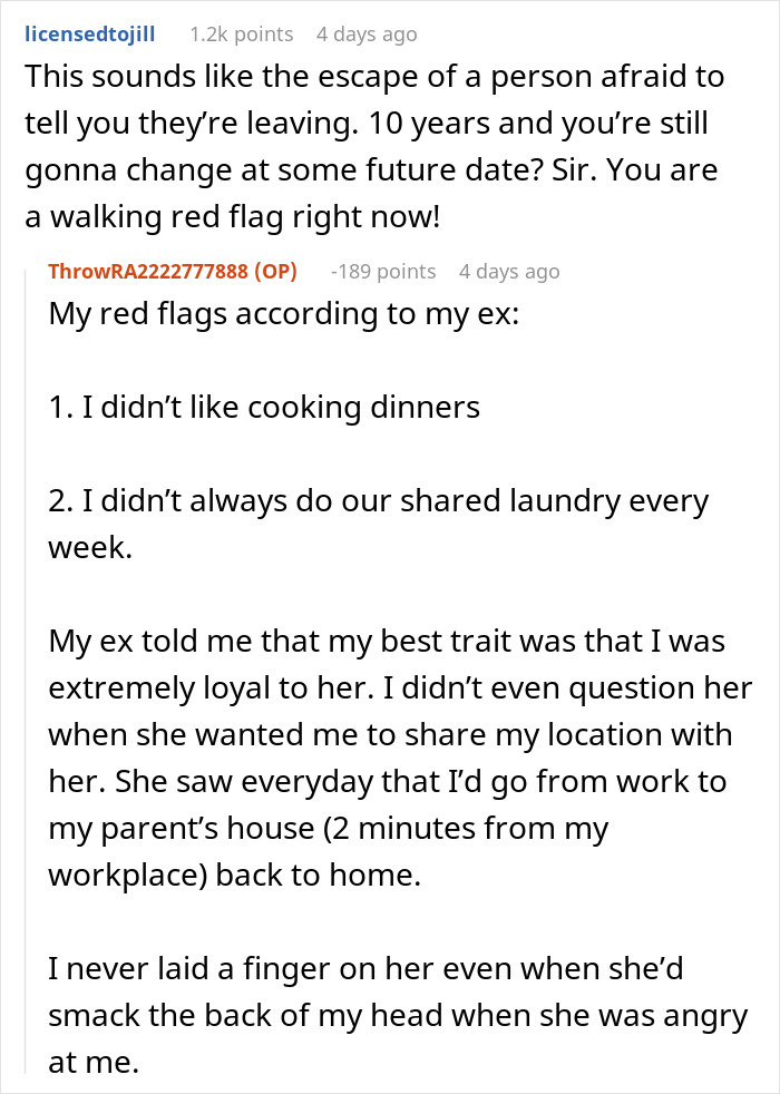 A Reddit comment details a man's red flags after his GF suddenly leaves following his marriage proposal. A Reddit comment details a man's red flags after his GF suddenly leaves following his marriage proposal.