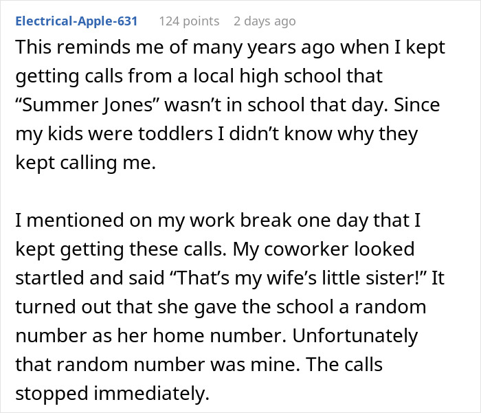 Screenshot of a Reddit comment about a guy getting petty revenge on a woman by receiving school calls. Screenshot of a Reddit comment about a guy getting petty revenge on a woman by receiving school calls.