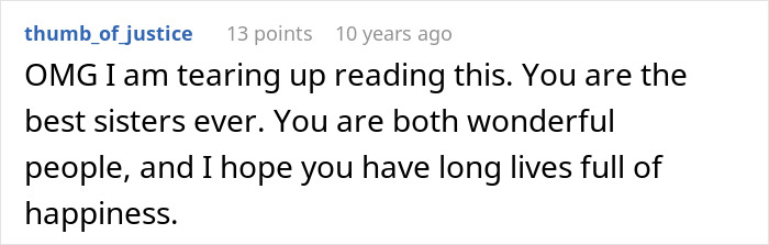 A comment crying over a sister who saved her brother. A comment crying over a sister who saved her brother.