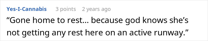 A comment about the couple buried in the airport, saying they are not getting any rest on an active runway. A comment about the couple buried in the airport, saying they are not getting any rest on an active runway.