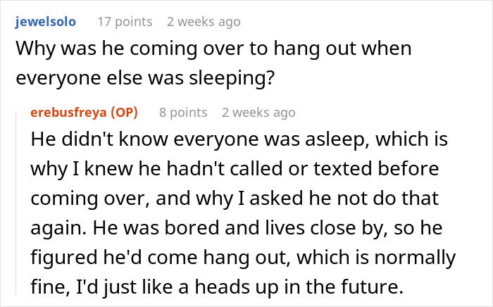 Wife clarifies why her husband's son came over while others slept, emphasizing the husband refusing to listen. Wife clarifies why her husband's son came over while others slept, emphasizing the husband refusing to listen.