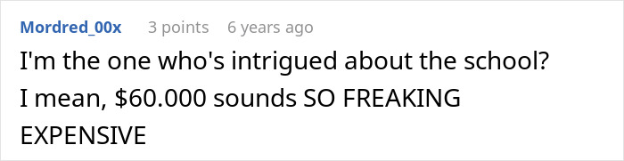 Reddit comment about expensive school cost