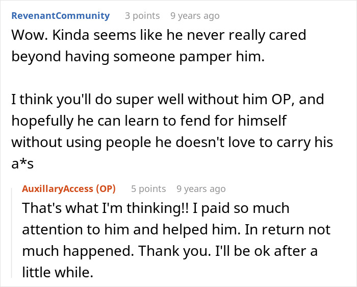 Reddit thread discussing a jobless BF who used his partner to pamper him.