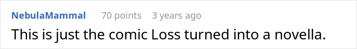 Comment compares marriage conflict to a comic loss turned into a detailed story