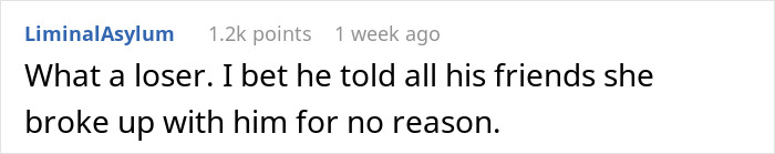 A comment calling the jobless BF a loser after a woman pays for everything in the relationship.