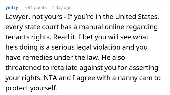 Creepy Landlord Allows Himself Way Too Much And Calls His Tenant Dramatic For Feeling Uncomfortable