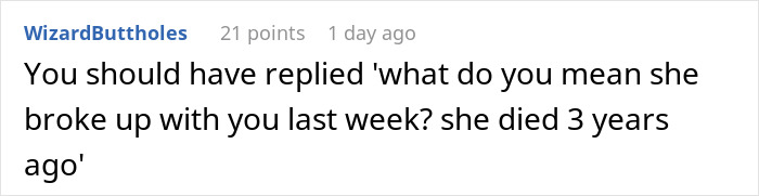 A comment suggesting a sarcastic reply to the woman who dumps four men at her bestie's apartment. A comment suggesting a sarcastic reply to the woman who dumps four men at her bestie's apartment.