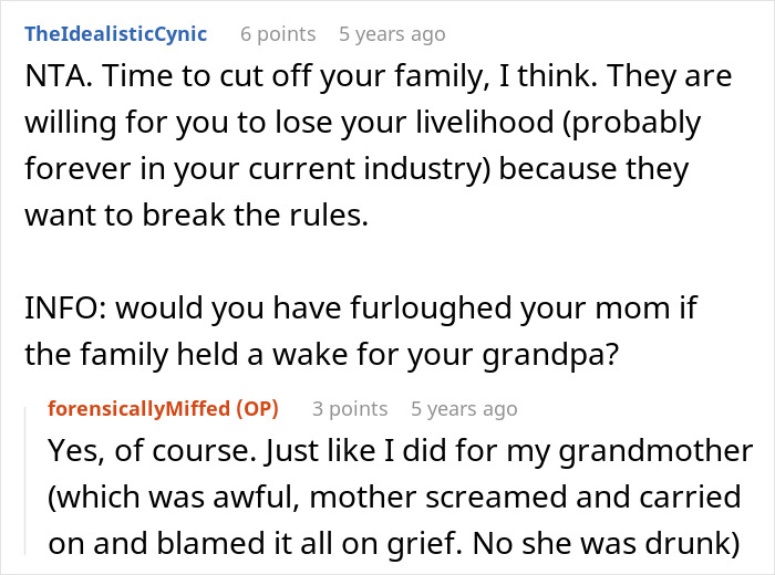 A screenshot of comments about a family and a prison break, with the victim discussing cutting off family. A screenshot of comments about a family and a prison break, with the victim discussing cutting off family.