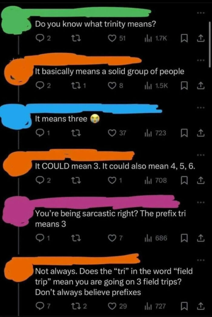 Online debate misunderstanding meaning of trinity shows people being proudly stupid online