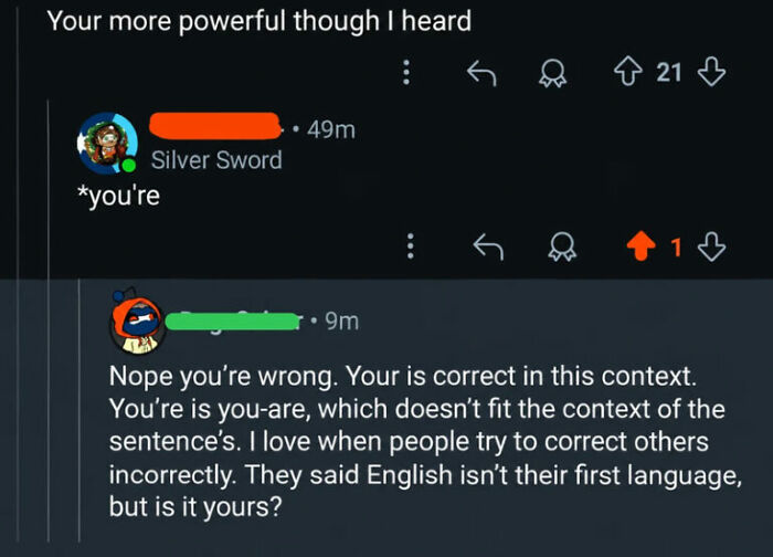 Online argument on correct use of your versus you're in English language