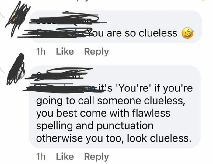 Social media argument about correct usage of you're vs your.
