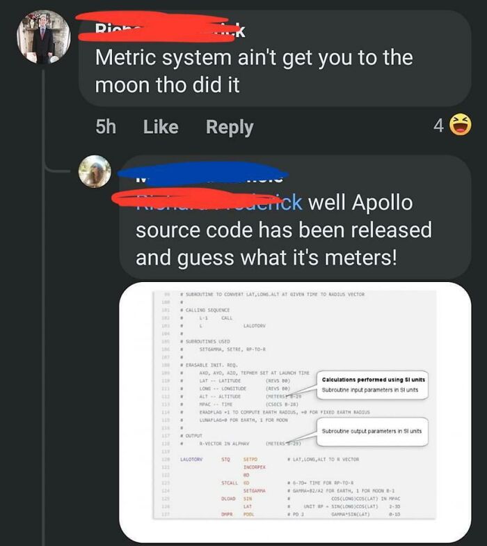 Online debate about metric system use in Apollo moon mission
