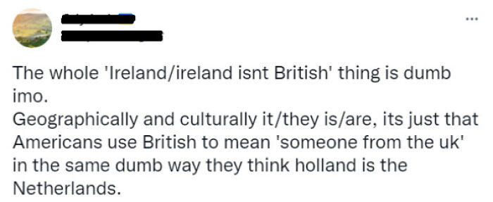 Confused online comment about Ireland and British identity