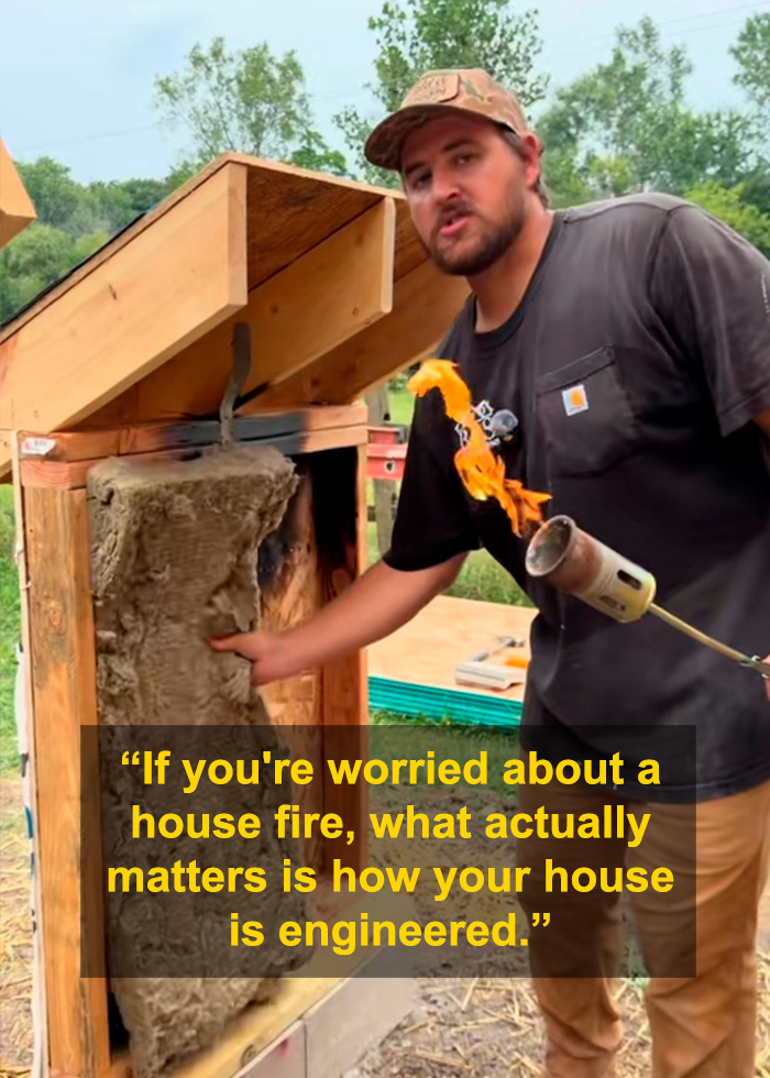 Construction expert shows fire resistance of home building materials in USA vs Europe debate. Construction expert shows fire resistance of home building materials in USA vs Europe debate.