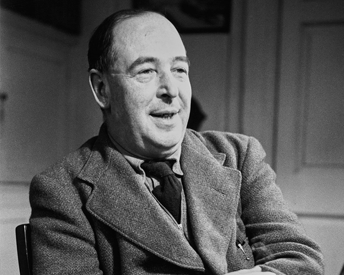 A portrait of C.S. Lewis, whose works are central to the fantasy adaptation and religious backlash.
