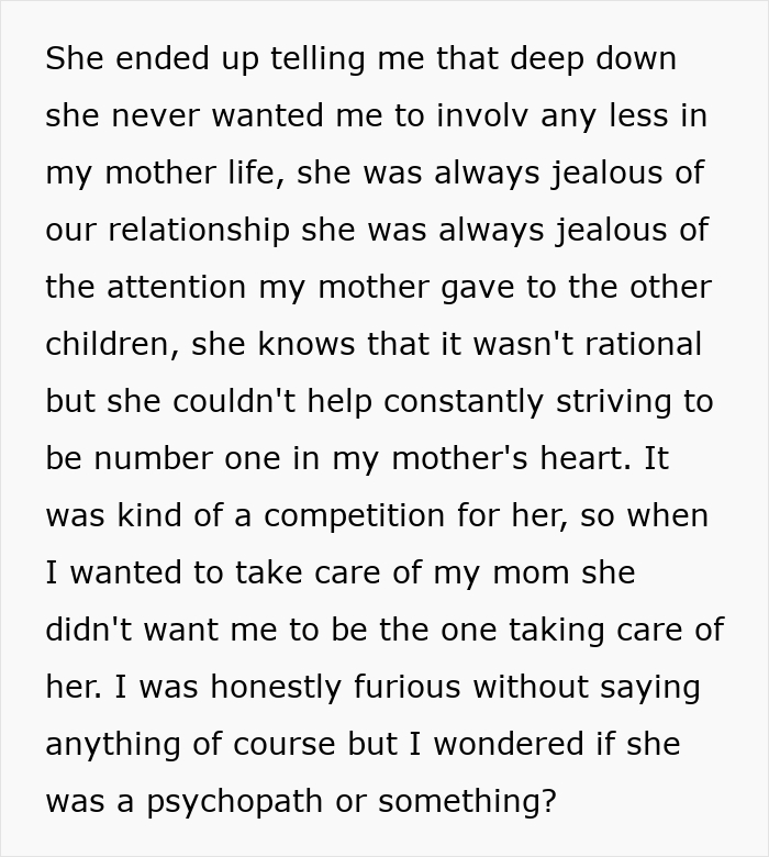 Wife's jealousy causes conflict over husband's care for his sick mom and marriage tension