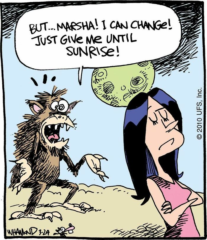 Werewolf asks for chance to change until sunrise in Dave Whamond comic