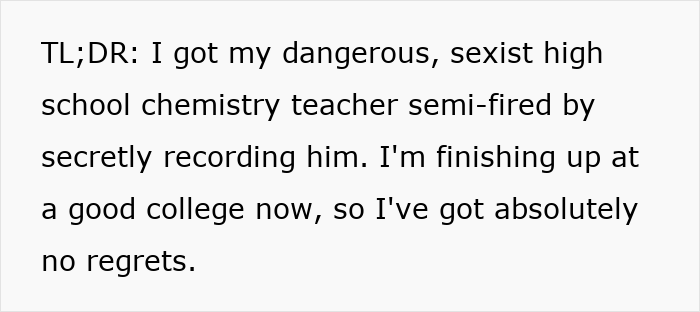 Chauvinist Teacher Turns Student's Life Nightmarish, She Makes Sure High School Gets Rid Of Him Chauvinist Teacher Turns Student's Life Nightmarish, She Makes Sure High School Gets Rid Of Him