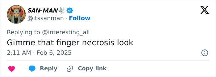 X post commenting on the viral fingertip tattoo trend looking like finger necrosis X post commenting on the viral fingertip tattoo trend looking like finger necrosis