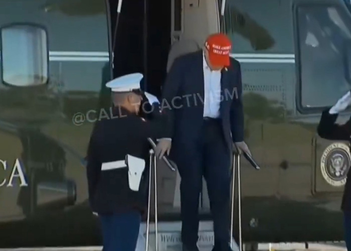 Donald Trump descending from Marine One, involved in a heated exchange with pilots. Donald Trump descending from Marine One, involved in a heated exchange with pilots.