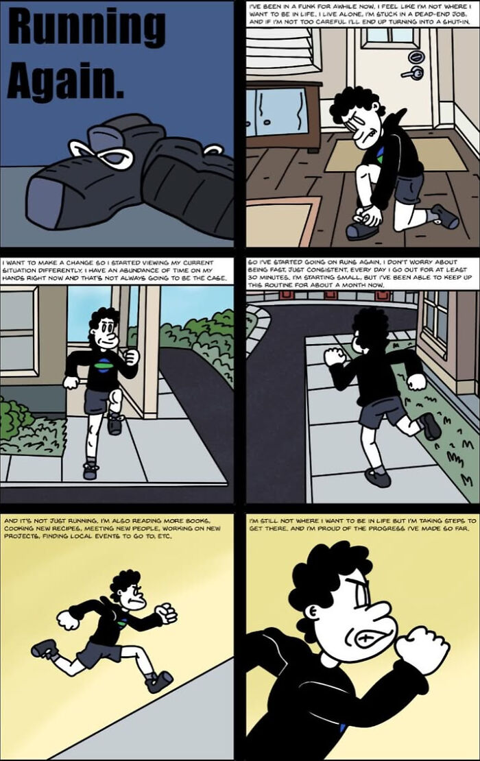 A comic strip about running by One And Only Comics
