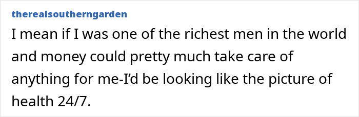 A comment stating Elon Musk's posture does not look like the picture of health after his recent spaceport visit