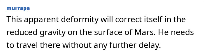 Online reaction about Elon Musk's posture correcting itself in the gravity of Mars.