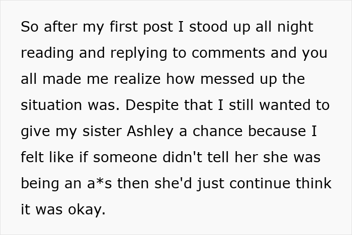 Sister's Entitlement Has No Limits, She Can't Believe Someone Actually Calls Her Out Sister's Entitlement Has No Limits, She Can't Believe Someone Actually Calls Her Out