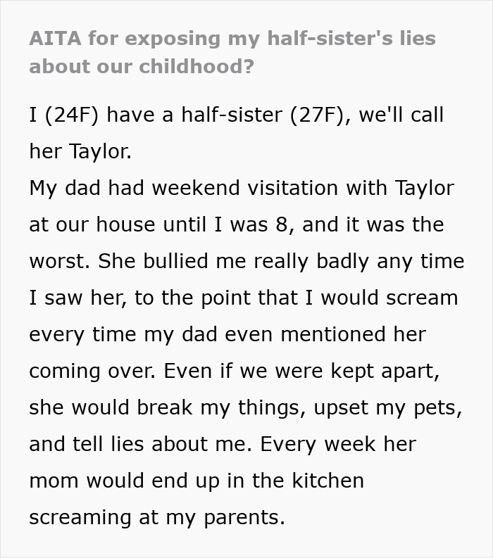 Bully Half-Sis Tells Friends She Was Homeless And Shunned By Sibling, Shocked When The Truth Comes Out Bully Half-Sis Tells Friends She Was Homeless And Shunned By Sibling, Shocked When The Truth Comes Out
