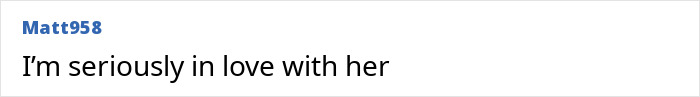 A social media comment from Matt958 expresses admiration for the female psychopath, saying, Im seriously in love with her. A social media comment from Matt958 expresses admiration for the female psychopath, saying, Im seriously in love with her.