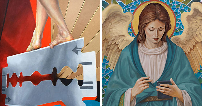 28 Paintings By Michel Devanakis Where Extreme Perspective Completely Transforms The Human Form