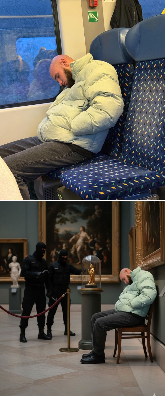 My Friend Fell Asleep On The Train In A Funny Way Photoshopers, What Can You Come Up With? I Believe In Your Power