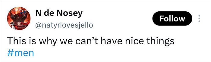 Twitter user comments on men and nice things in Game Of Thrones context
