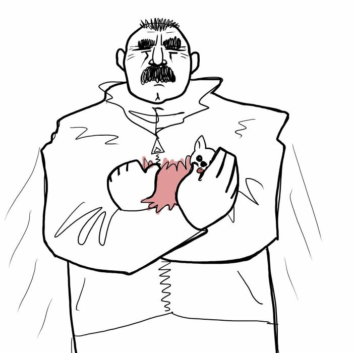 Girls Doomscrolling On The Tram When Massive Guy With Tiny Pink Dog Walks In And Sits Next To Them